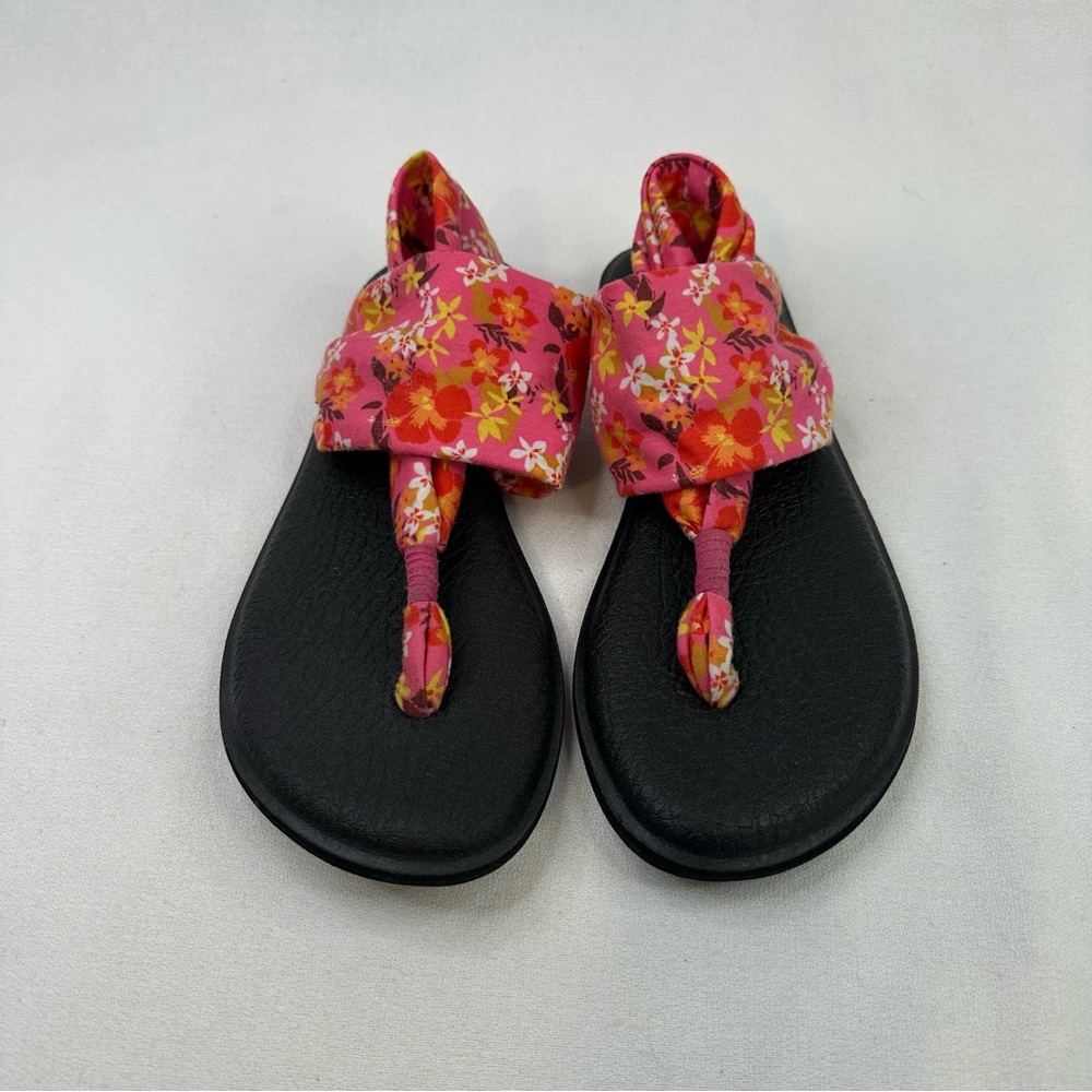 Sanuk Pink Floral Women's Yoga Sling Sandals 7 - Picture 2 of 12